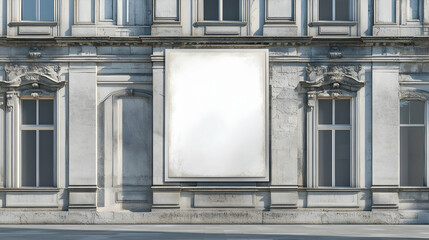 Outdoor Billboard in Classic City a?" Blank advertising billboard on a classic building facade, ideal for mockup use -