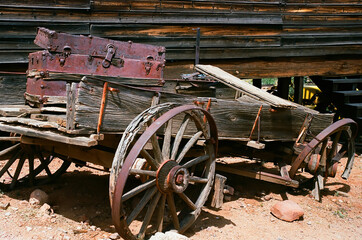 Old Derelict Wooden Wagon on Film