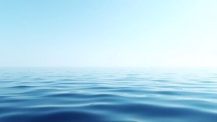 Obraz premium Calm ocean, clear sky, blue palette