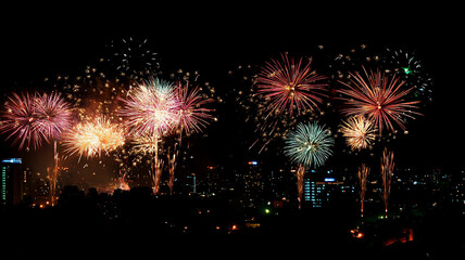 Fireworks light up the night sky in a burst of color and joy.