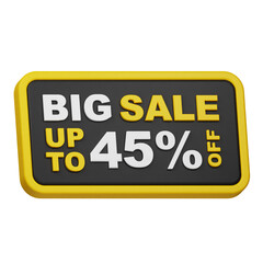 big sale up to 45% off 3d icon isolated on the white background