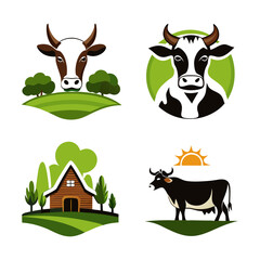 Cow farm logo concept for business branding 