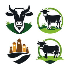 Cow farm logo concept for business branding 