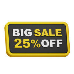 big sale 25% off 3d icon isolated on the white background