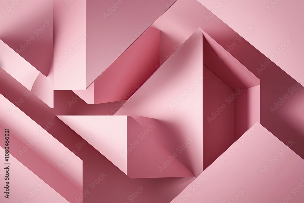 Aufkleber elegant pink geometric abstract background with highlights and soft shadows for product display