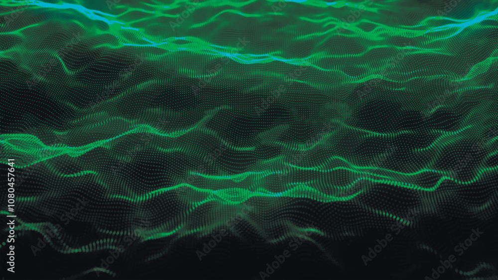 Poster dynamic wave of glowing points. futuristic background for presentation design. 3d vector illustratio