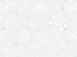 Delicate snowflakes gently falling against a soft white background during a serene winter day