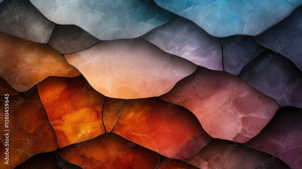 Poster an abstract, colorful image with interlocking shapes creates a sense of balance and harmony. its vib
