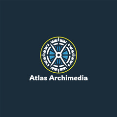 Letter A and Compass combine Atlas Archimedes logo design vector file.