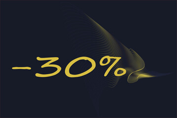 -30% Abstract background. Golden mesh background of curved lines on black background