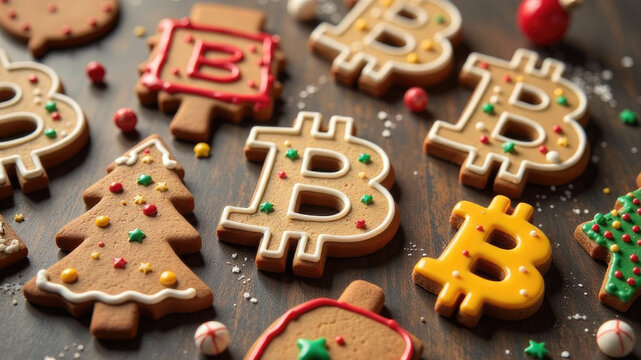 Festive bitcoin-themed cookies: cryptocurrency meets holiday cheer