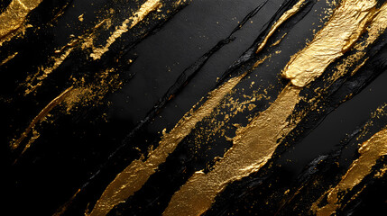 Abstract black background with gold stripes, modern texture, canvas. ai generation. Opulent. Illustration