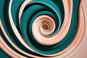 Extra Large Teal and Peach Cream Organic Swirls with Radiant Glow on Dark Background