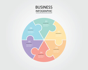 Business Infographic modern design template for banners and infographics for 6 jigsaw circle step 