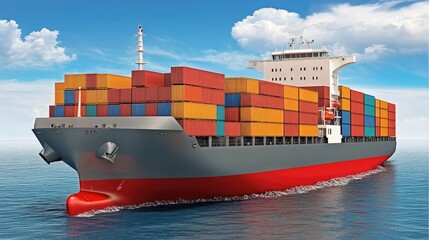 Fototapeta premium container ,container ship,import export and business logistic,By crane ,Trade Port , Shipping,cargomaritime 