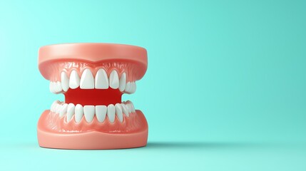 Obraz premium Realistic dental model on a light background, showcasing teeth and gums, ideal for healthcare education and dental hygiene awareness, Generative AI
