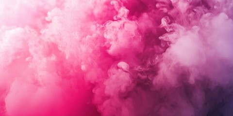 Fototapeta premium A mesmerizing cloud of pink smoke fills the frame, exuding a dreamy and vibrant atmosphere with a sense of mystery.