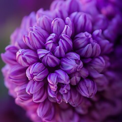 A detailed shot highlighting the texture and structure of purple flower buds in close-up view.