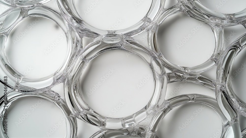 Aufkleber close-up abstract arrangement of clear glass bubbles in a circular pattern, emphasizing minimalistic