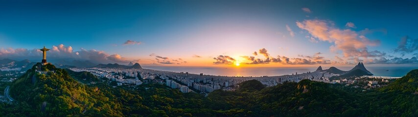 Fototapeta premium Experience the breathtaking cityscape of rio de janeiro at sunset