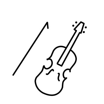 black line art violin and bow clip art preview