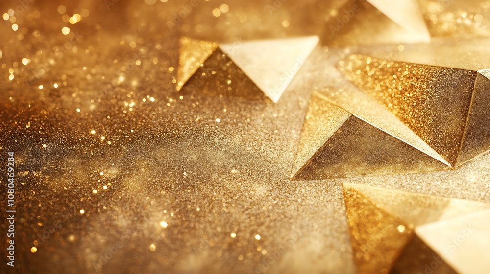 Aufkleber a close-up of golden pyramids on a shimmering surface, creating a luxurious and artistic effect.