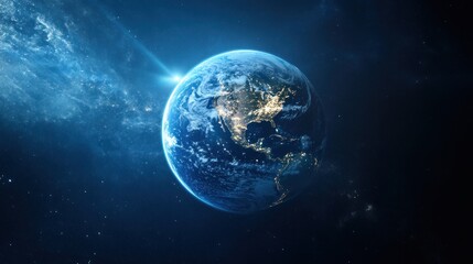 Fototapeta premium Earth from Space with a Bright Light