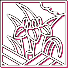 カラーシャドウ正方形ミニ花札　菖蒲　八橋　杜若　皐月　5月　菖蒲に八橋