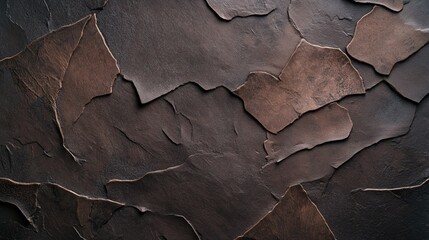 Close-up of textured brown and black cracked surface resembling natural rock or clay formations with irregular patterns and rough edges