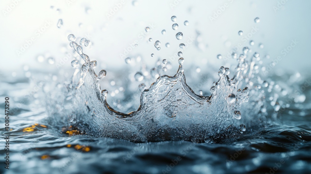 Poster close-up of water splash creating a crown shape in liquid.