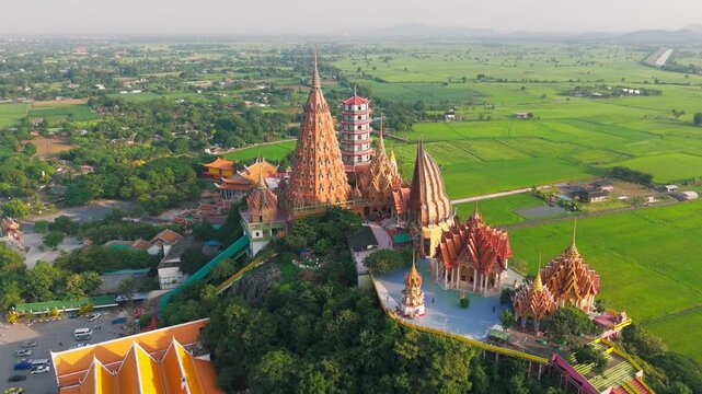 aerial view of Wat Tham Suea buddhist temple is Kanchanaburi  Thailand 