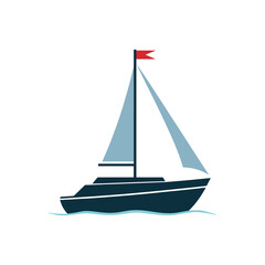 caribbean business cargo sailing vessel transport sailboat in sea ocean water pirate boat icon silhouette vector art flat design illustration