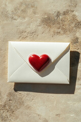 Fototapeta premium Love Letter Envelope with Red Heart