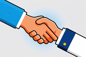 3D Cartoon Business Partnership Handshake Icon Clip Art on White Background