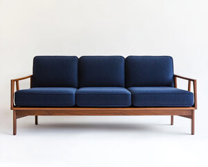 Fototapeta premium Timeless Mid-Century Style with a Navy Sofa