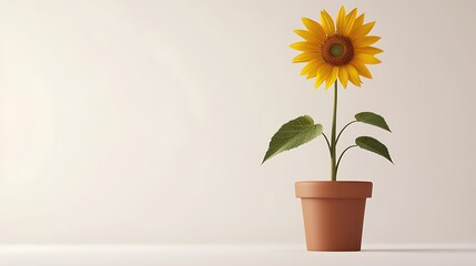 Obraz premium A vibrant sunflower in a terracotta pot, symbolizing growth and positivity.