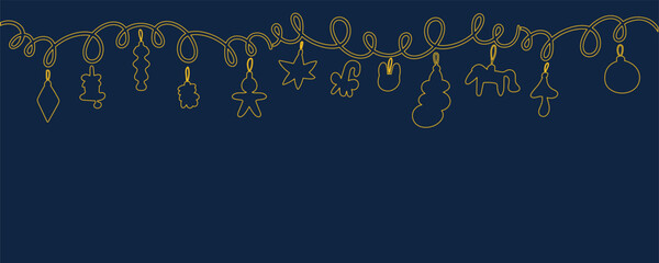 Horizontal winter celebration background with doodle elements. Template for decoration postcards poster print background backdrop wrapping wallpaper banner