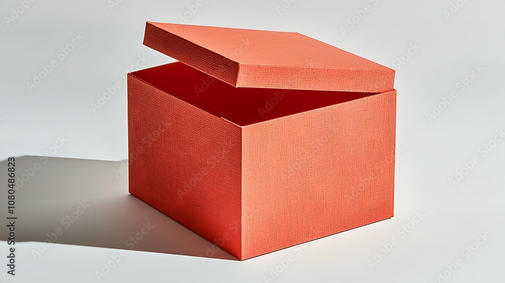 Poster elegant coral storage box with lid positioned on a light background, perfect for organizing and deco