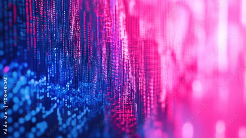 Aufkleber vibrant abstract digital data visualization with colorful patterns in blue and pink shades for techn