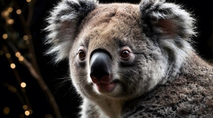 Centered Koala Head in Profile with Cinematic Lighting and Fading Shadows
