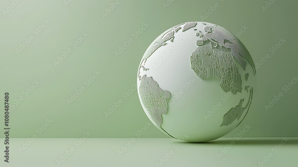Poster elegant minimalist globe design representing environmental awareness and global connection on soft g