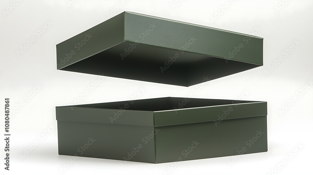 Aufkleber a stylish green open box floating above a closed box with a soft white background perfect for packag