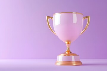Fototapeta premium 3D render of a simple golden trophy on a purple background