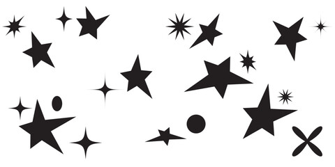 Hand Drawn star Scribble Doodle Sparkling Collection minimalistic grunge set