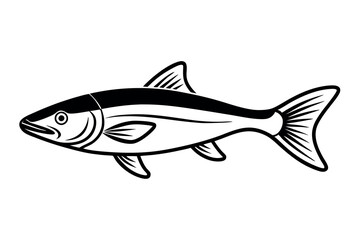 High-Quality Pike Fish Line Art Vector