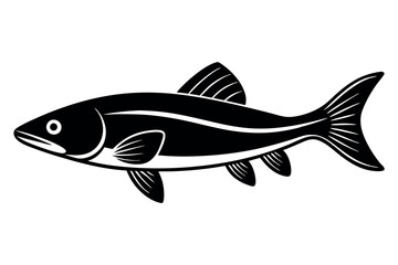 High-Quality Pike Fish Line Art Vector