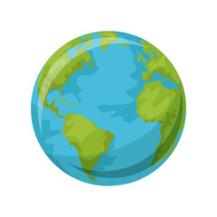 Naklejka premium A globe displaying continents and oceans, colorful design, on a white background. Concept of geography. Vector illustration