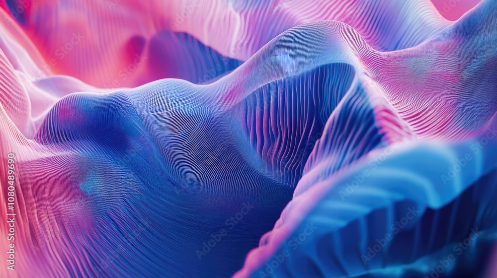 Poster abstract waves of colorful light flowing together, creating a stunning 3d effect of smooth surfaces 