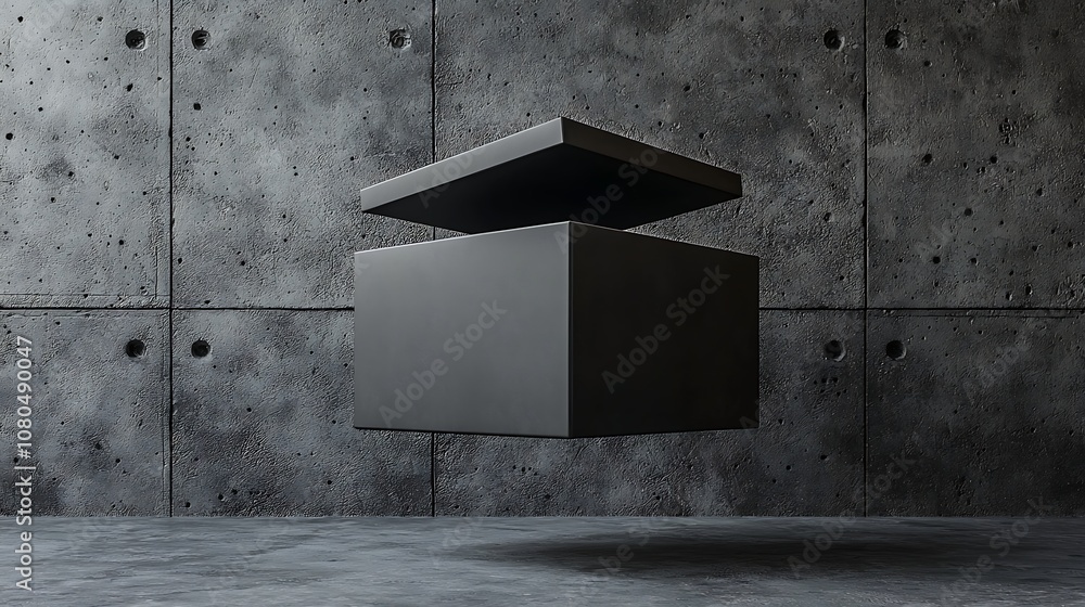 Aufkleber floating geometric shapes with a minimalist design against a textured concrete wall illustrating mod