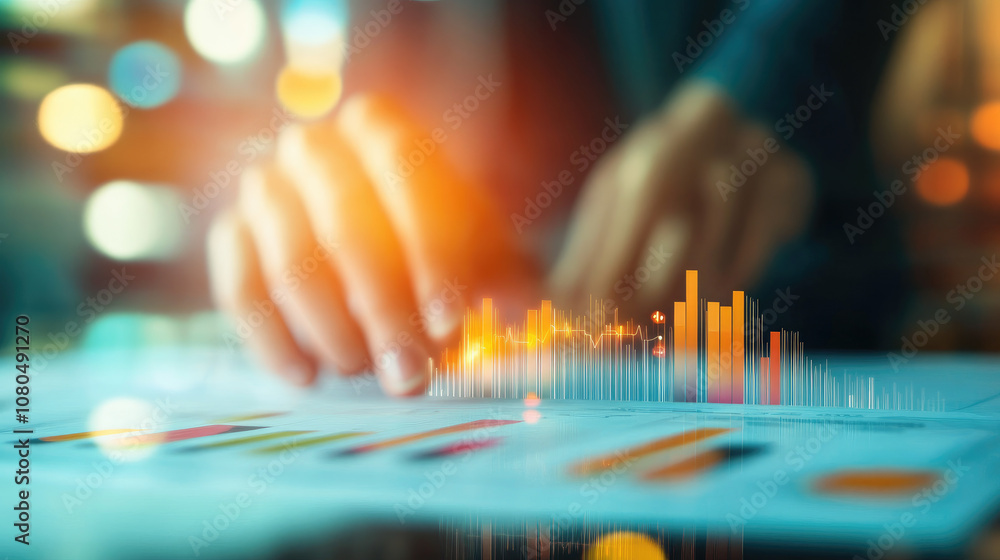Poster business data dashboard, sleek design, interactive analytic graphs, essential for effective marketin